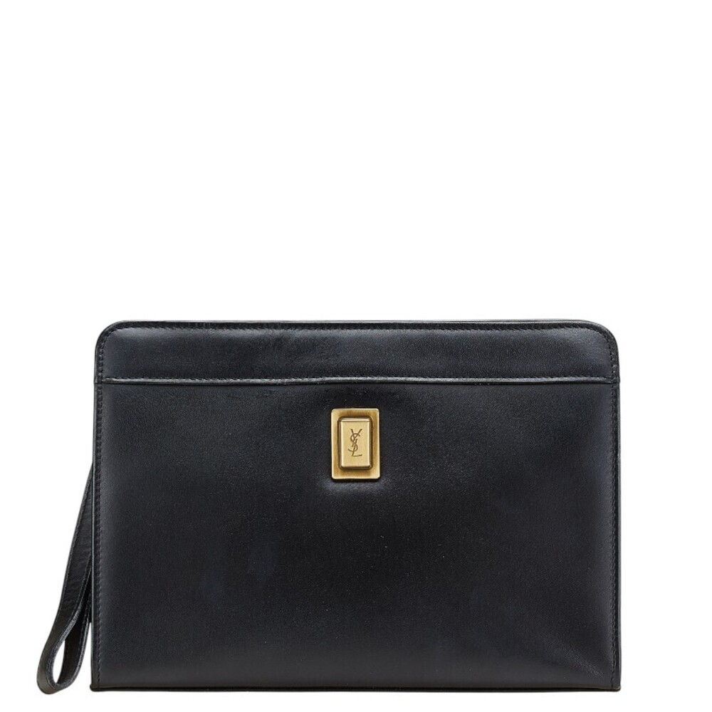 Saint Laurent YSL Monogram Clutch Bag Black Leather by SAINT LAURENT